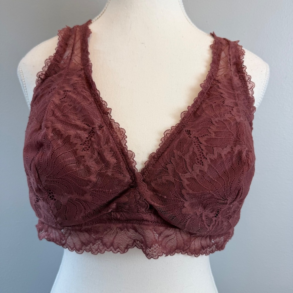 Auden XL Burgundy Floral Lace Lightly Lined Racerback Bralette Postpartum
